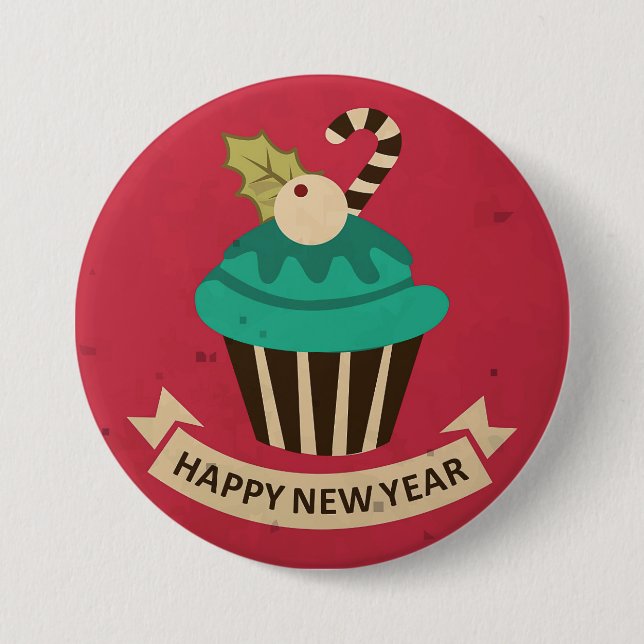 Happy New Year Cupcake Button (Front)