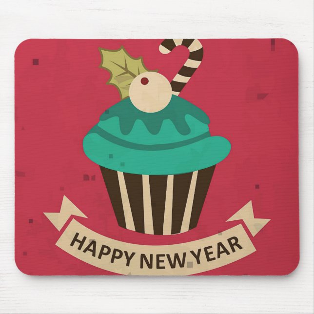 Happy New Year Cupcake Mouse Pad (Front)