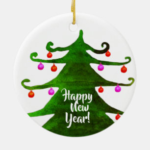 Happy New Year Custom Circle Ornament
