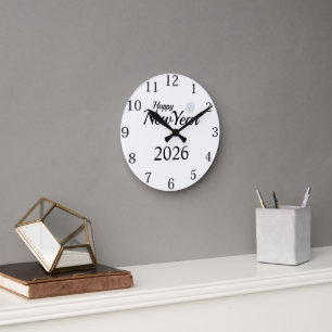 Happy New Year Custom Present Round Clock