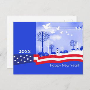 Happy New Year. Custom Year Patriotic Postcard