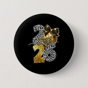 Happy New Year Cute Gold Disco Ball Bow New Year's 6 Cm Round Badge