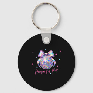 Happy New Year Cute Nk Disco Ball Bow New Year's E Key Ring