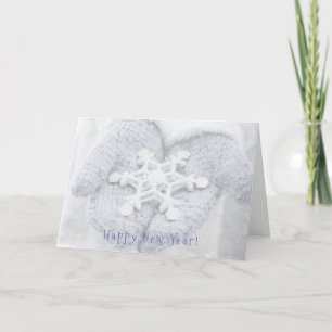 Happy New Year! - Cute Snow Mittens Holiday Card
