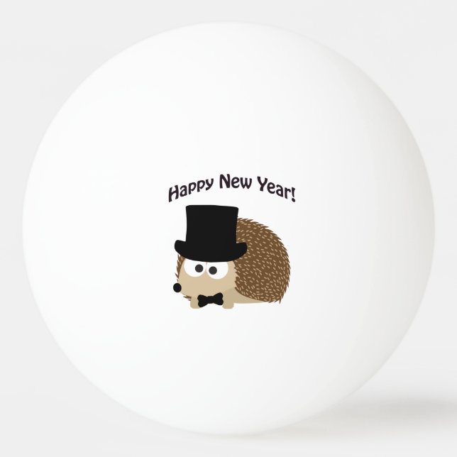 Happy New Year! Dapper Hedgehog Ping Pong Ball (Front)