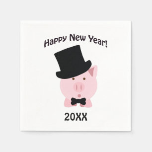 Happy New Year! Dapper Pig Napkin