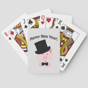 Happy New Year! Dapper Pig Playing Cards