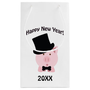 Happy New Year! Dapper Pig Small Gift Bag