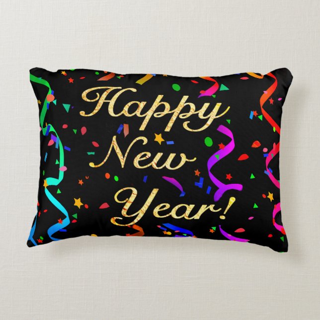 "Happy New Year!" Decorative Cushion (Back)
