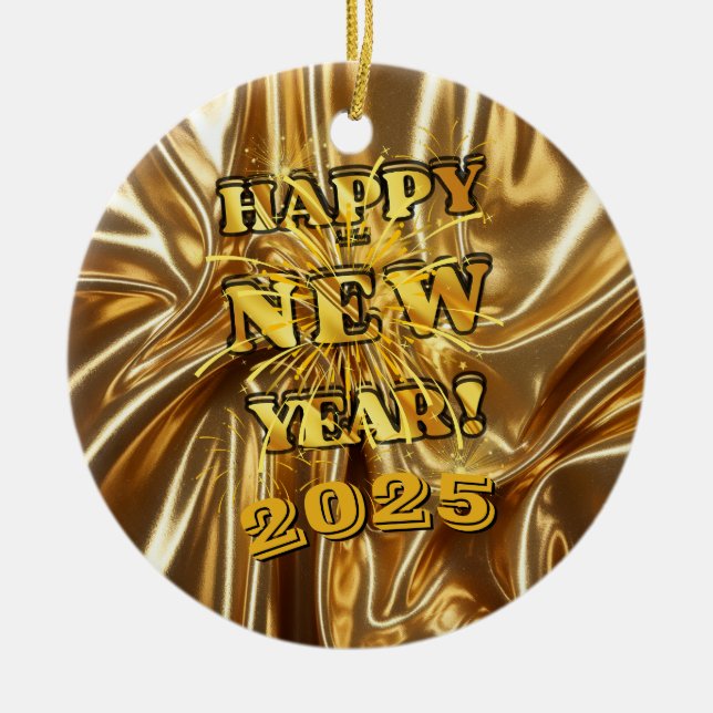 Happy New Year Design Ceramic Ornament (Front)