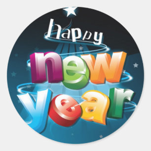 Happy new year design classic round sticker