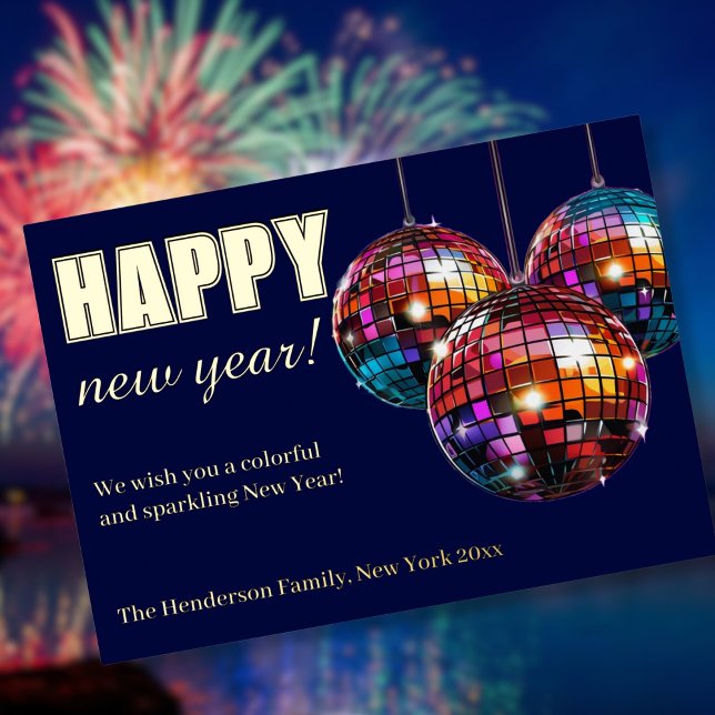Happy New Year Disco Ball  Foil Holiday Card (Creator Uploaded)