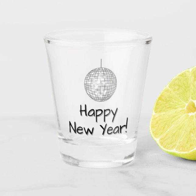 Happy New Year Disco Ball Shot Glass (Front)