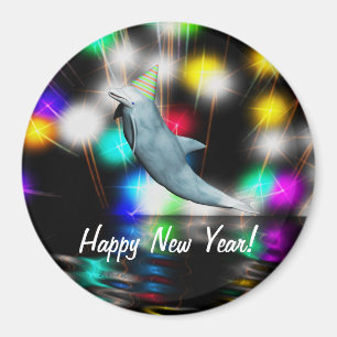 Happy New Year Dolphin Magnet