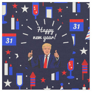 happy new year donald trump fabric