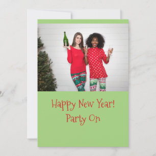 Happy New Year Drinking Champagne Holiday Card