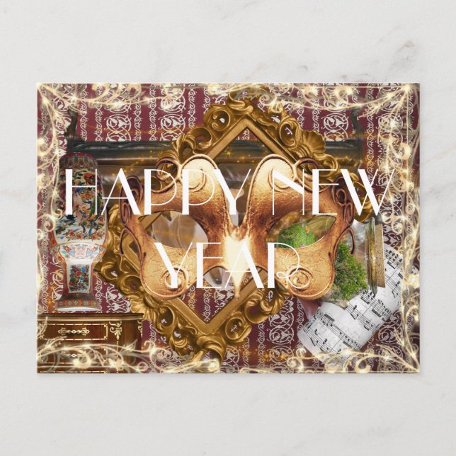 Happy New Year Elegant Fantasy Luxury Holiday Postcard (Front)
