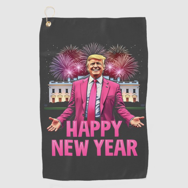Happy New Year Eve Trump Resolution 2025 Golf Towel (Front)