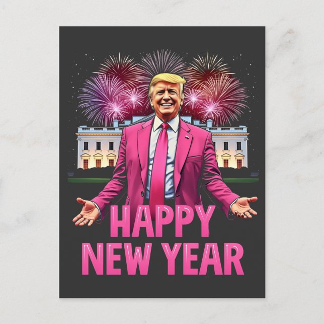 Happy New Year Eve Trump Resolution 2025 Postcard (Front)