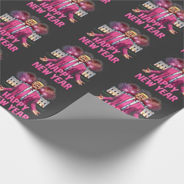 Happy New Year Eve Trump Resolution 2025 Wrapping Paper (Corner)