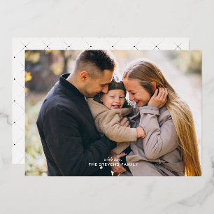 "Happy New Year" Fancy Script Photo Foil Holiday Card