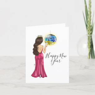 Happy New Year Fashion Illustration Holiday Card