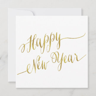 Happy New Year Faux Gold Foil Greeting Holiday Card