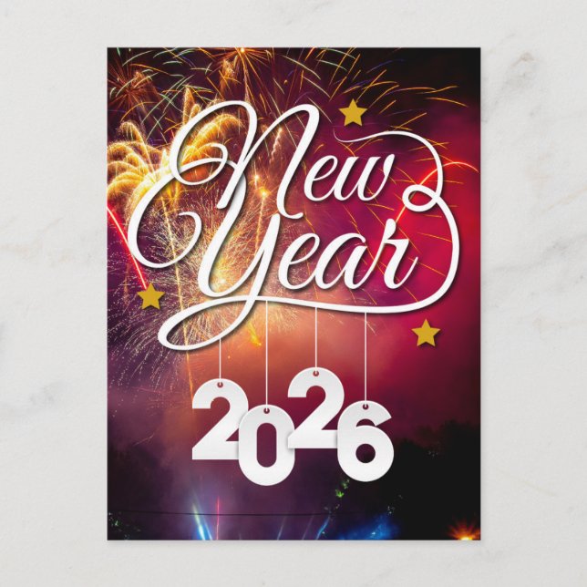 Happy New Year – Festive Celebration Design Postcard (Front)