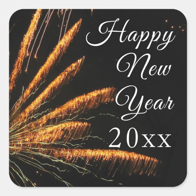 Happy New Year Festive Firework Square Sticker (Front)