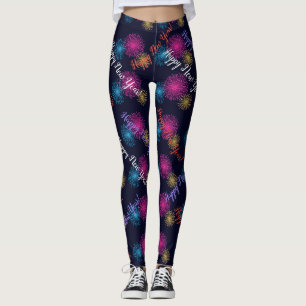 Happy New Year! Fireworks black Leggings