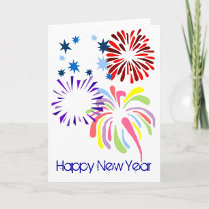 Happy New Year fireworks blank card