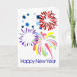Happy New Year fireworks blank card