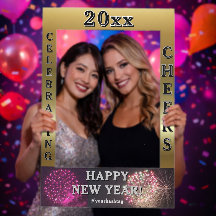 Happy New Year Fireworks Faux Gold