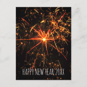 Happy NEW YEAR Fireworks Holiday Postcard
