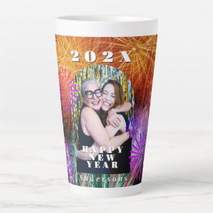 Happy New Year Fireworks Photo Latte Mug