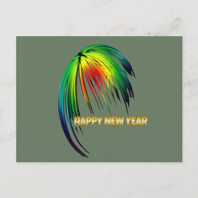 Happy New Year Fireworks Postcard (Front)