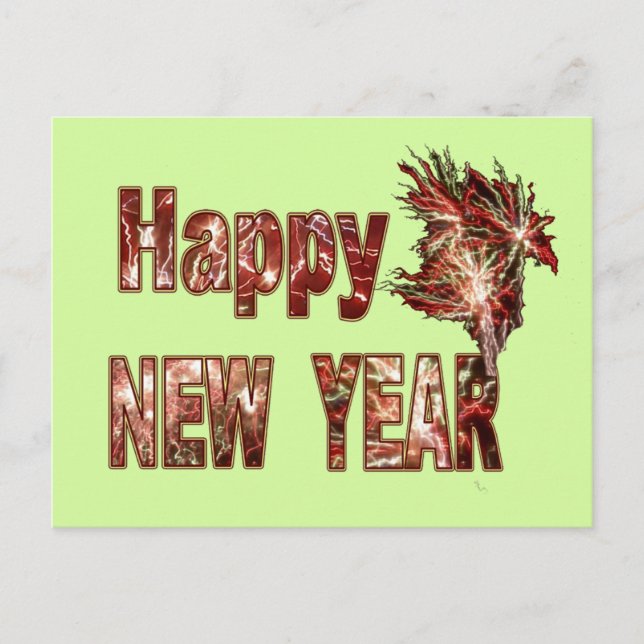 Happy New Year Fireworks Postcard (Front)