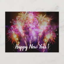 Happy New Year Fireworks Postcard