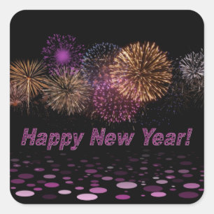 Happy New Year fireworks Square Sticker