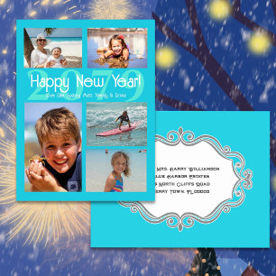 Happy New Year Five Photo Holiday Postcard