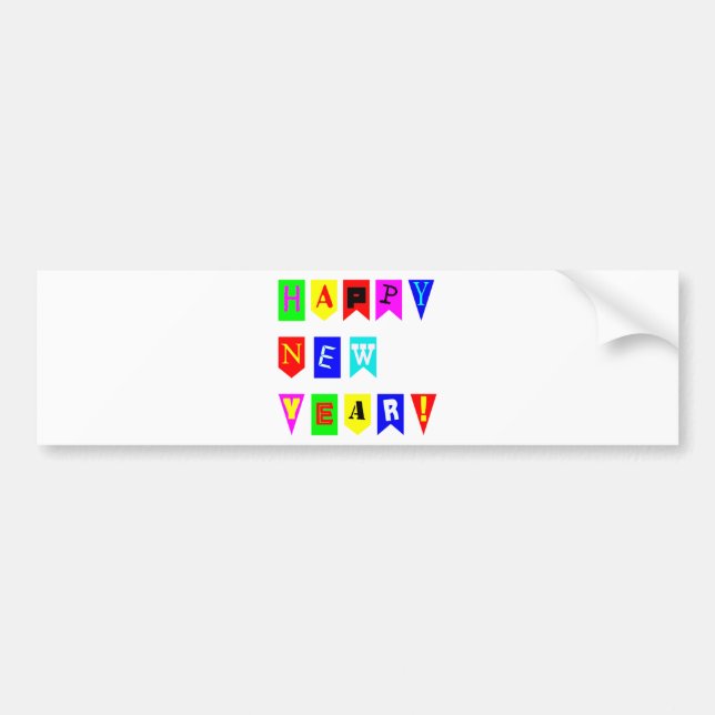 Happy New Year Flags Bumper Sticker (Front)