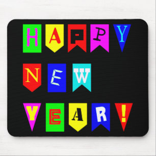 Happy New Year Flags Mouse Pad