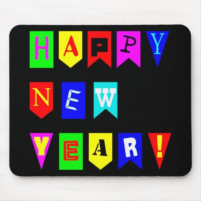 Happy New Year Flags Mouse Pad (Front)