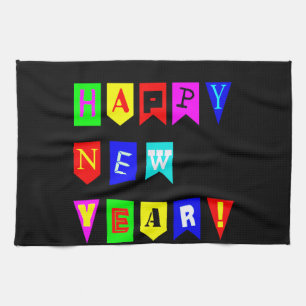 Happy New Year Flags Tea Towel