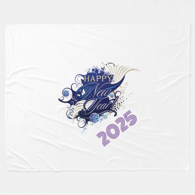 Happy New Year Fleece Blanket, Large 60" x 80" Blanket (Front (Horizontal))