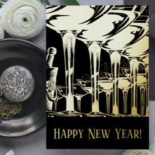 Happy New Year Foil Holiday Postcard