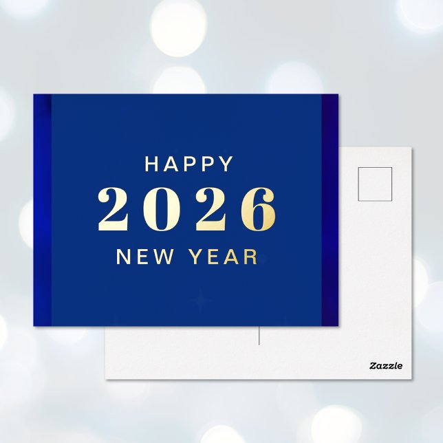 Happy New Year Foil Holiday Postcard (Happy New Year Foil Holiday Postcard (front and back))