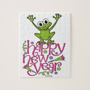 Happy new year from Frisky the Frog Jigsaw Puzzle