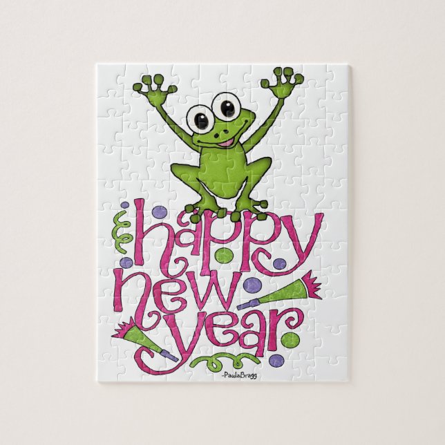 Happy new year from Frisky the Frog Jigsaw Puzzle (Vertical)