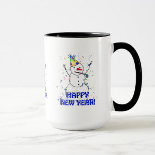 Happy New Year from the Celebrating Snowman Mug